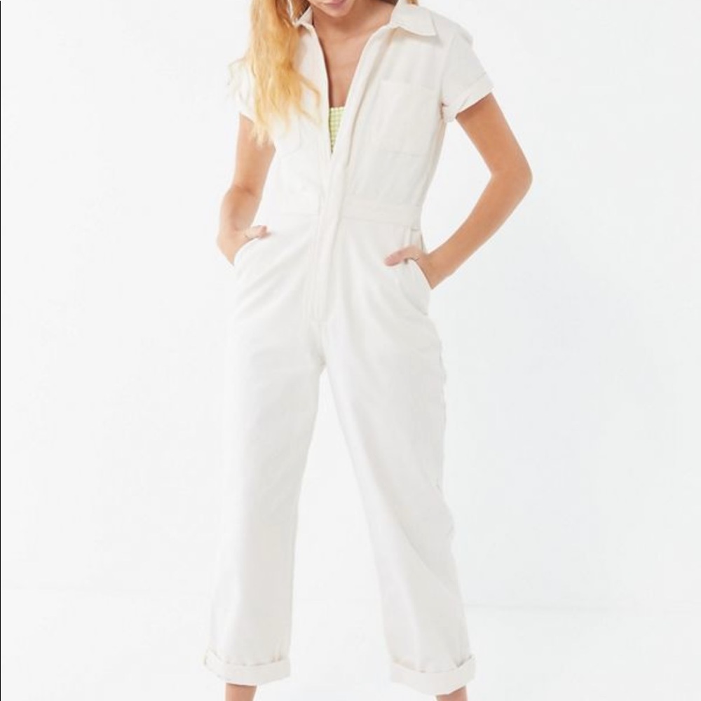 Urban Outfitters Canvas Flight Jumpsuit in Cream
